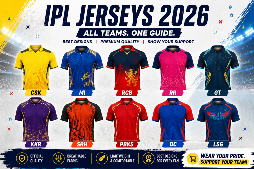 IPL jerseys 2026 all teams comparison including CSK MI RCB RR GT KKR SRH PBKS DC LSG designs