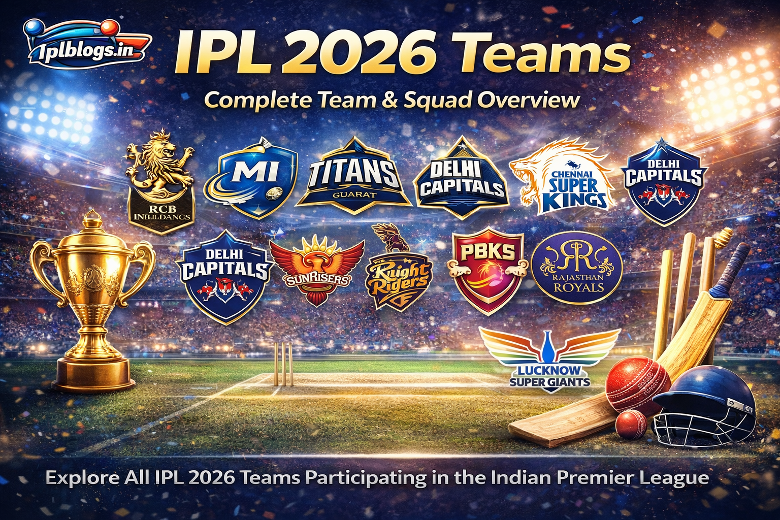 IPL 2026 teams logos including CSK, MI, RCB, KKR and more